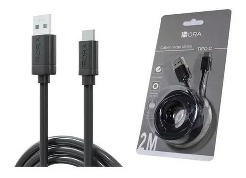 Cable Usb 1hora Cab185 Negro Con Entrada Usb Tipo C