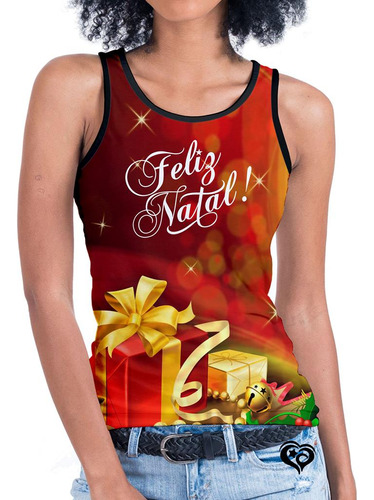 Regata Camiseta Feliz Natal Feminina Adulto Fantasia Noel E1