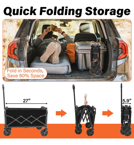 Carro Plegable Portátil Con Ruedas Para Playa Y Utilidades