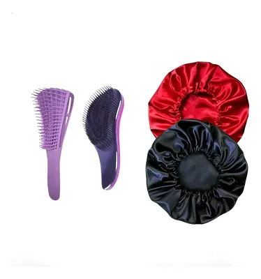 Kit 2 Touca Cetim Simples + Escova Mágica + Escova Polvo Aleatorias