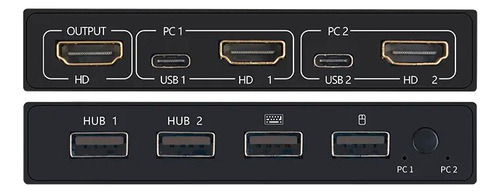 Kvm Conmutador Kvm 2 Puertos Hdmi, Switch Selector 4 Usb