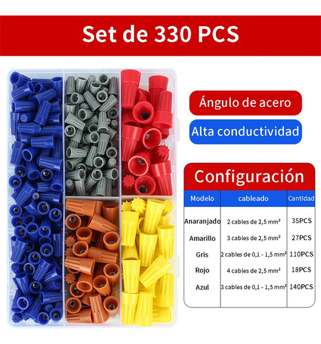Capuchones Para Cable Rosca Interna Calibre P1 P6 7-24 Awg Mix De Colores
