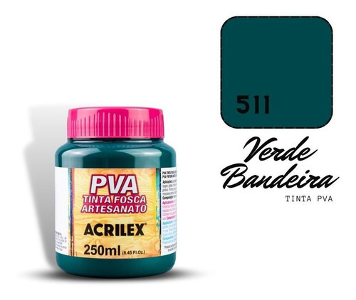 Tinta Pva Acrilex 250ml 511 Verde Bandeira Cor 511 Verde Bandeira