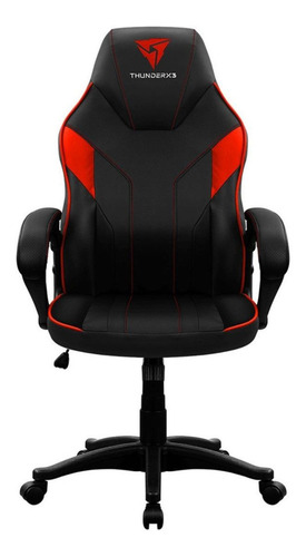 Silla de escritorio ThunderX3 EC1 gamer ergonómica negra y roja con tapizado de cuero sintético