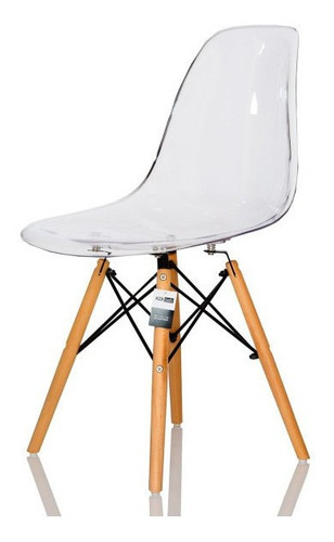 Jogo 2 Cadeira Transparente Charles Eames Design Eiffel Wood