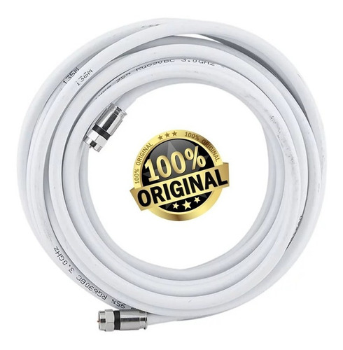 Imagen 1 de 6 de Cable Coaxial Rg6 Tv Cable 20 Mts Alta Calidad + Conectores