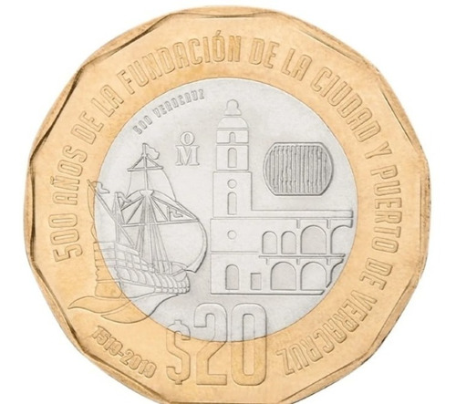 Moneda De 20 Pesos- Puerto De Veracruz