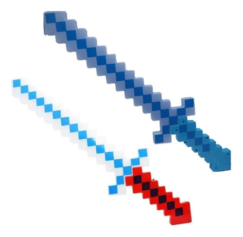 Brinquedo Espada Pixel Minecraft 58cm Som E Luz - Azul Nº25