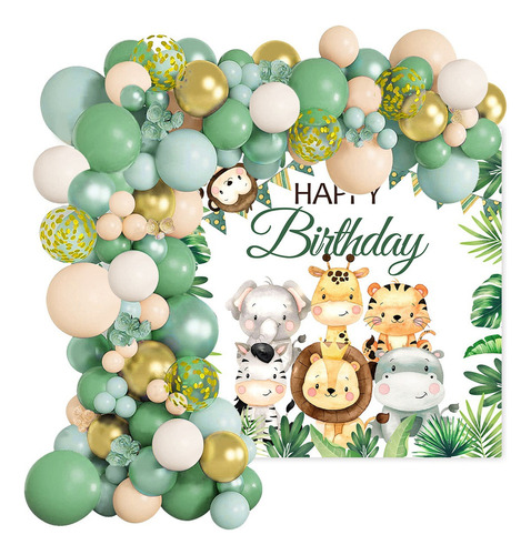 Kit Fondo Globos Animales Decoración Fiesta De Cumpleaños