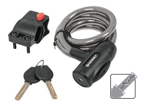 Linga De Acero Forrada Hermex Para Moto Bici 2 Llaves Cb-10