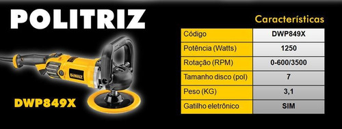 Lixadeira Politriz Angular 7'' 9'' 110v 1250w Dwp849x Dewalt