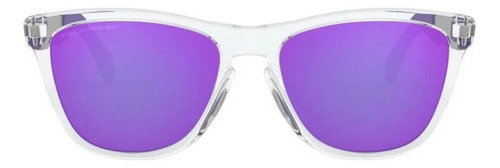 Anteojos de sol polarizados Oakley Frogskins Mix Standard con marco de o matter color polished clear, lente violet de plutonite iridium, varilla grey/violet de acero inoxidable - OO9428