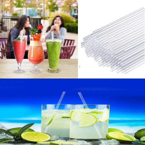 450 Pzas, Popotes Transparente, 40 Cm De Largo Para Bebidas