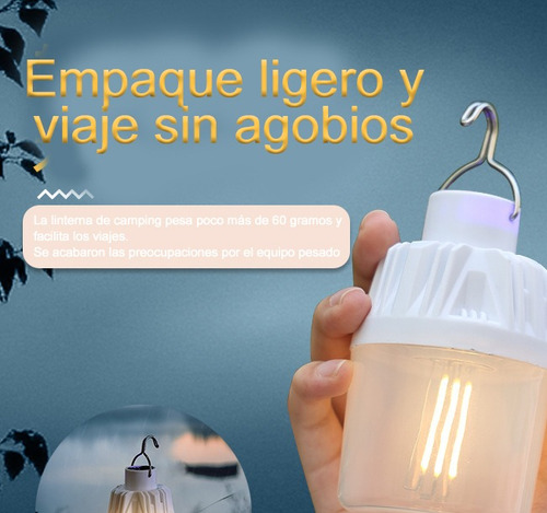 Lámpara Led Solar Portátil Blanca: Recargable Para Jardín