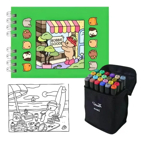 Kit Livro Bob Good Oficial Canetinhas 24 Cores Ponta Dupla Verde ...