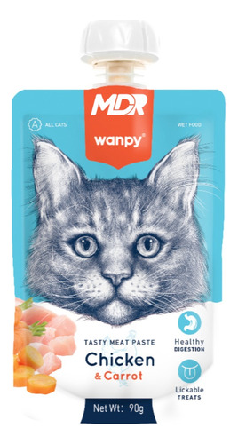 Wanpy Cat Tasty Meat Paste 90gr Pack 4 Und | Mdr