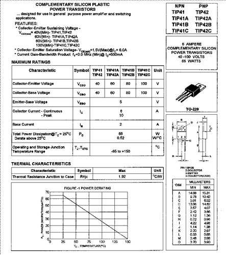 5 Piezas Tip42c Transistor Pnp 100v 6a To-220