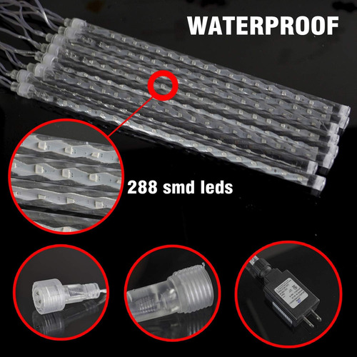 Funpeny Luces De Lluvia De Meteoros, 288 Led Luces De Nav...