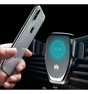 Cargador de coche inalámbrico de sujeción automática de carga rápida de montaje para iPhone Samsung X
