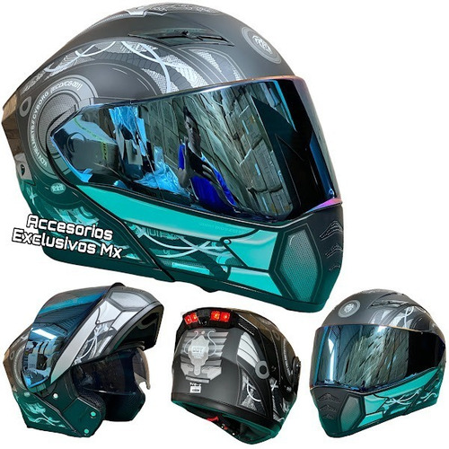 Casco Motociclista Kov Estelar Cyborg Negro Gris Certificado