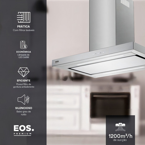Coifa E Depurador De Ilha Eos 90cm Premium Epco90itdi 220v
