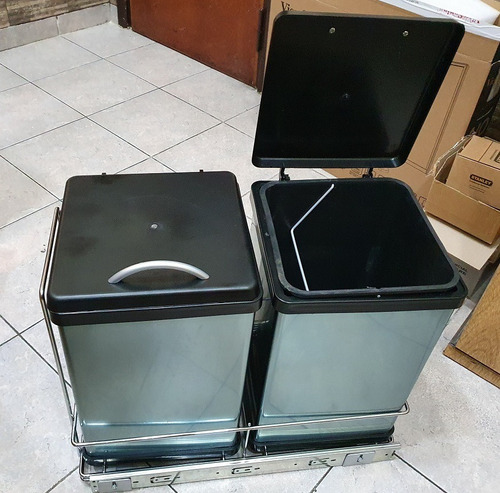 Cubo Cesto Doble Para Residuos Fark Acero Inox. 2x12lts