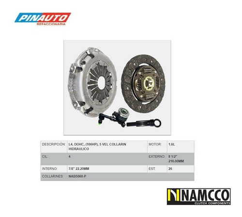 Kit De Clutch Nissan Note 4 Cil 1.6l  2014-2015-2016