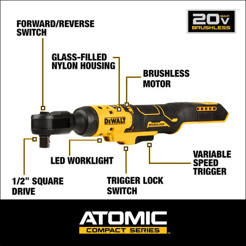 Chicharra Inalambrica 1/2 20v Sin Bat Dewalt Dcf512b Color Amarillo
