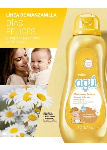 SHAMPOO AGU MANZANILLA PARA CABELLOS CLAROS ESIKA 1 LITRO