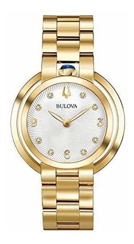 Señoras Bulova Rubaiyat Diamante Amarillo Tono Dorado Reloj