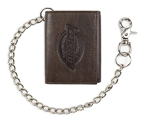 Cartera Triple Dickies Para Hombre, Marrón Con Cadena.