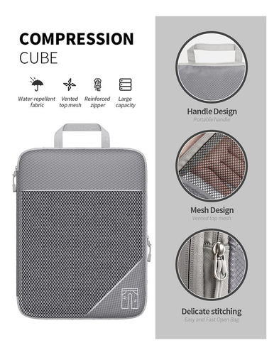 Organizador De Viagens Zip Pack Cube, Pacote Com 6
