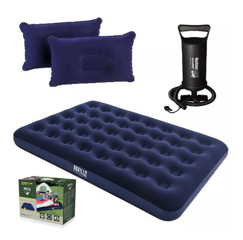 Colchon Inflable Doble + 2 Almohadas + 1 Inflador