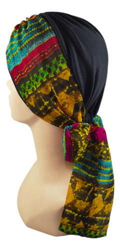 Turbante Para Mujer Gorro Dama Oncológico Quimio Alopecia Color Negro-multicolor