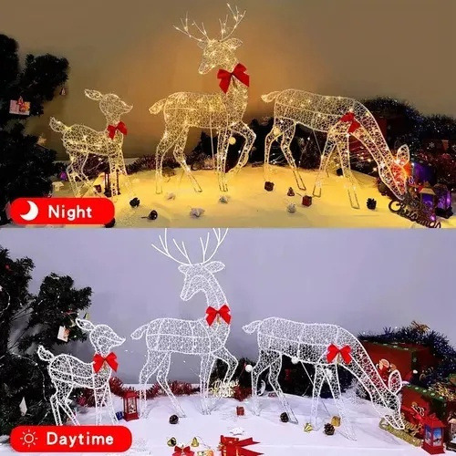 Decoração De Natal Cb Com Renas, Iluminada Por Veados
