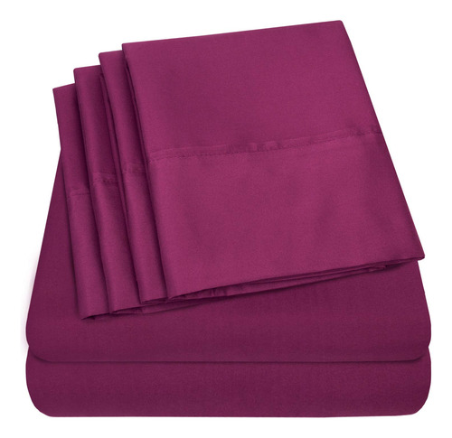 Sábanas De 4 Piezas Microfibra 1500 Hilos Individual Color B