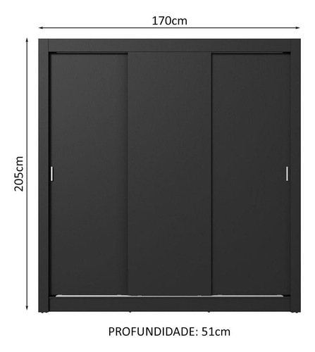 Ropero Closet Madesa 3 Puertas 01 Color Negro