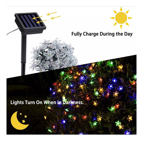Tira Luces Flores De Cerezo Led Solares 5m Navidad