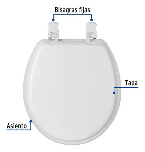 Asiento Redondo Acojinado Para Wc, Cerrado, Blanco 49367