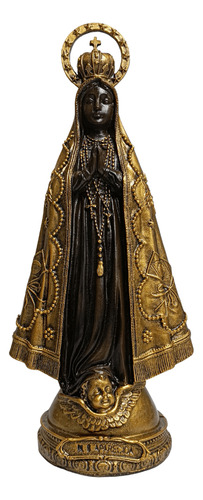 Imagem Nossa Senhora Aparecida Resina Pintura Bronze 31 Cm