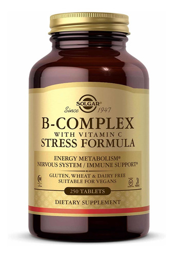 Solgar B-complex Stress Fórmula (250 Tabletas) Hecho En E.u. Sabor Sin Sabor