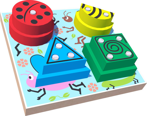 Imagem 2 de 8 de Brinquedo Educativo Jardim Geométrico Infantil Em Madeira