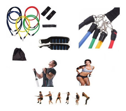 Set Pack 5 Ligas Bandas De Resistencia Gym+bolso+accesorios 