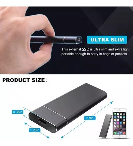 Disco Duro 4 Tb Portátil Externo Ultra Alta Velocidad, Ssd M
