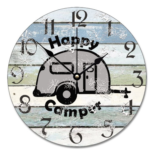 Aroggeld Happy Camper - Reloj De Pared De Madera Para Campam