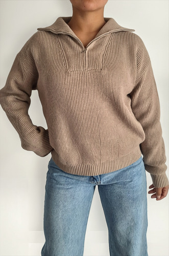 Sweater Medio Cierre Polera Grueso Importado Mujer