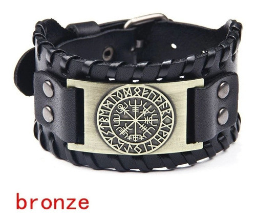 Esclava Pulsera Brazalete Vikingo Cuero Nórdico Hombre