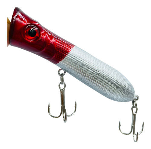 Isca Artificial Popper 8cm 11gr Superfície Cor04 Cor Cabeça Vermelha