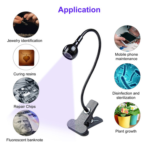 Lámpara De Escritorio Con Clip Para Secar Uñas, Luz Uv, Usb,