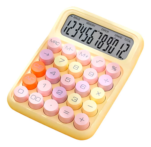 Calculadora De Mesa Simples Kawaii Candy Colorida 12 Dígitos Cor Amarelo
